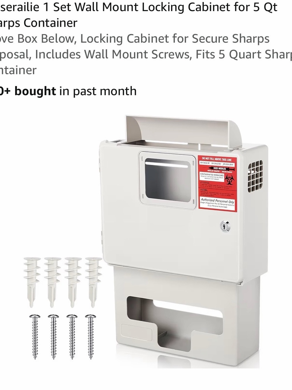 Cardinal Health SharpSafety Wall Mount Sharps Container with Glove Box Storage